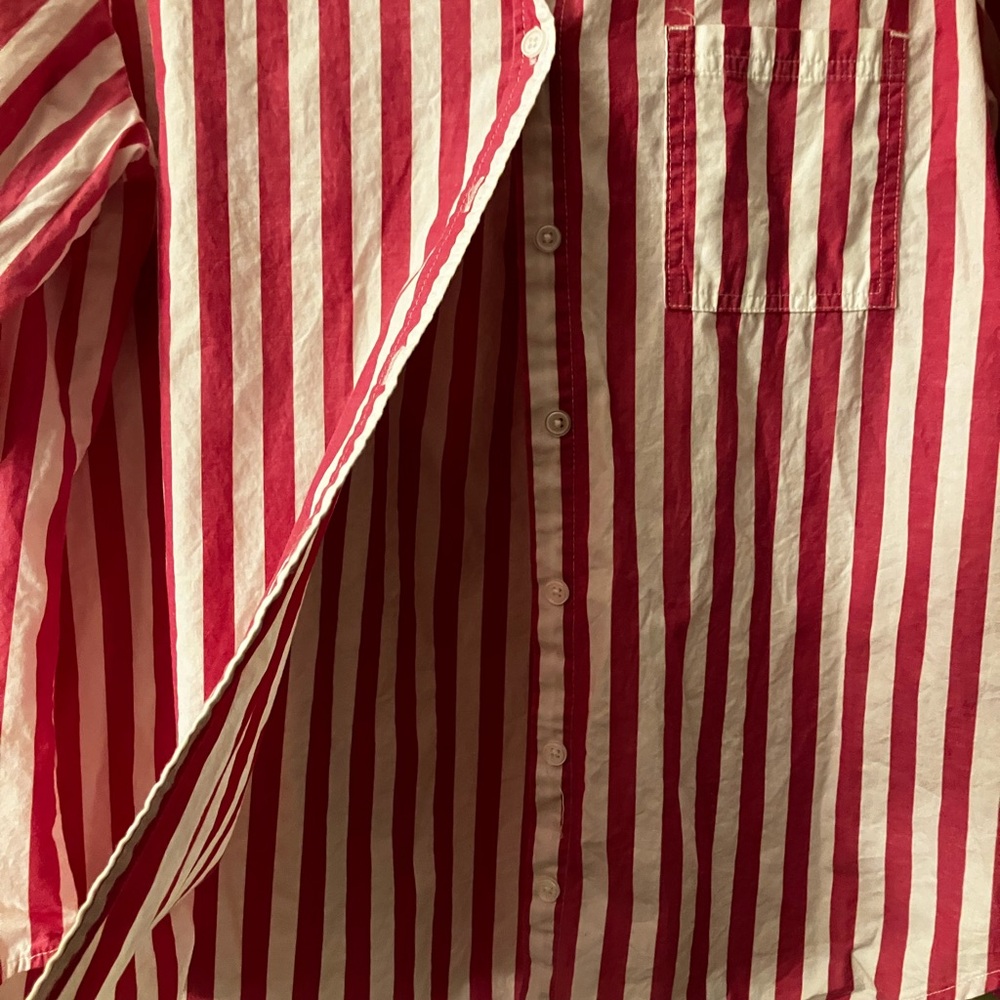 Maurices 4/$20 Pink Striped Cotton Shirt L - Picture 5 of 6
